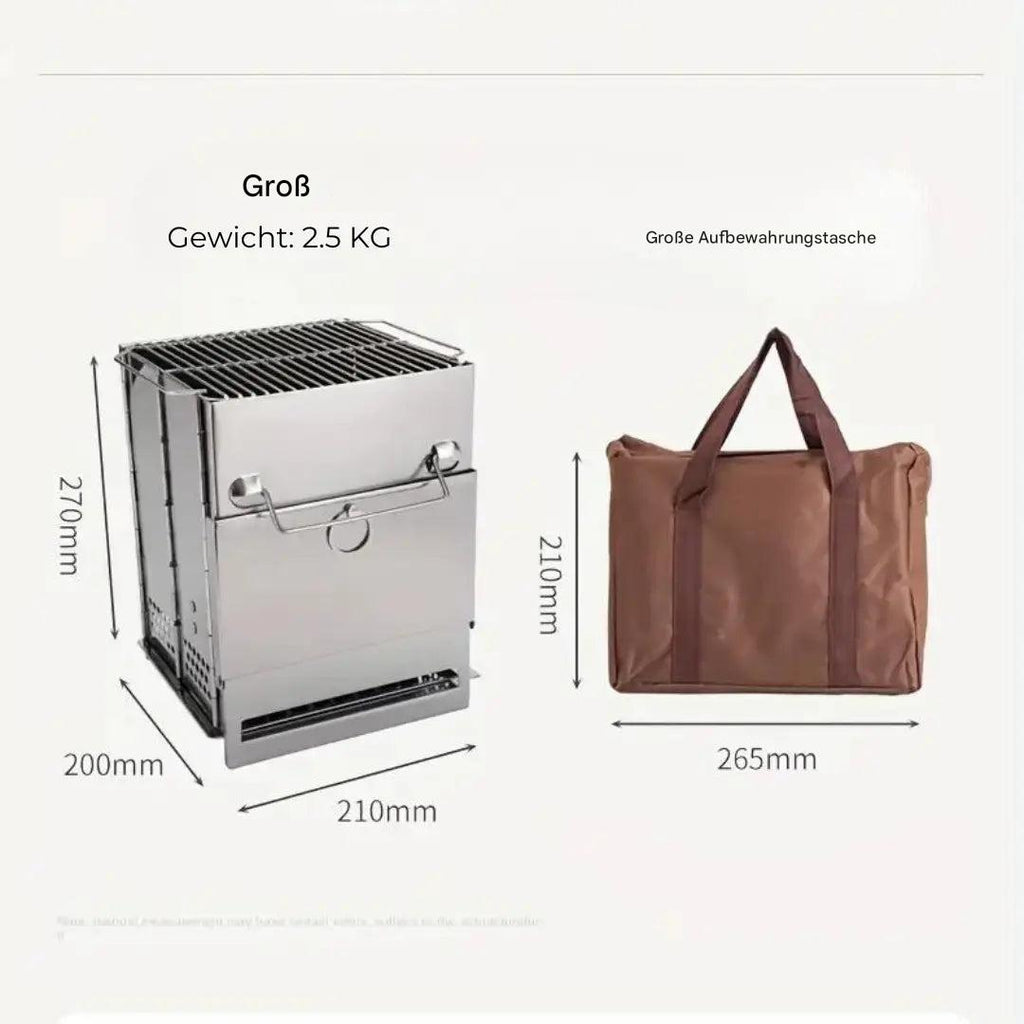 FirePower Compact – Foldable Stainless Steel Wood Stove for Outdoor Activities