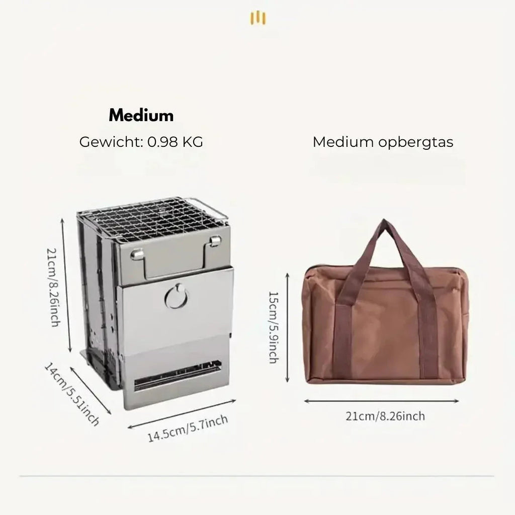 Foldable stainless steel wood stove – Portable camping cooker for outdoor cooking