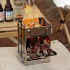 Foldable stainless steel wood stove – Portable camping cooker for outdoor cooking