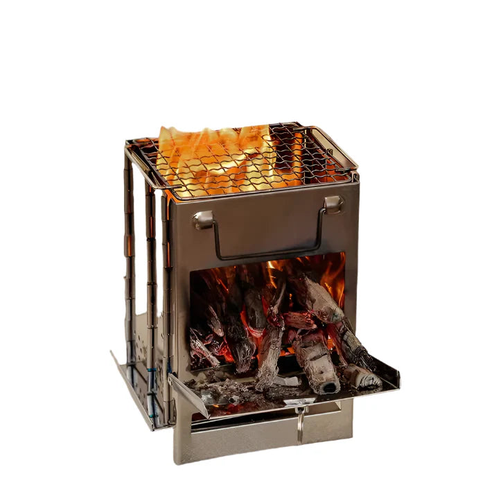 FirePower Compact – Foldable Stainless Steel Wood Stove for Outdoor Activities