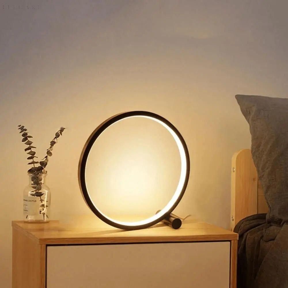 Modern Minimalist Dimmable LED Ring Desk Lamp – Touch Control & Warm Ambient Lighting