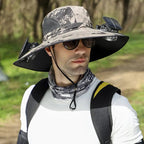 Outdoor sun hat with solar fan and USB charging