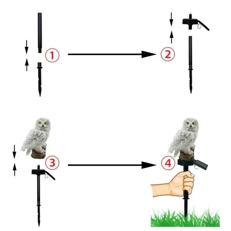 Solar-powered garden lamp with decorative owl design – LED outdoor light for the garden