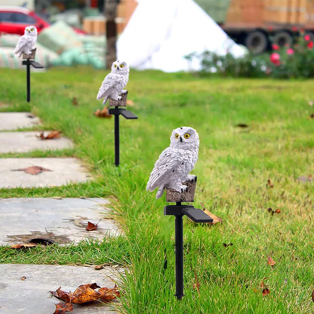 Solar-powered garden lamp with decorative owl design – LED outdoor light for the garden