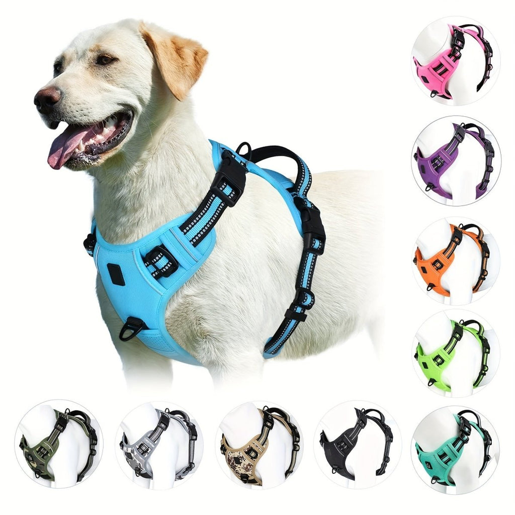 Reflective, breathable dog harness for small and large dogs