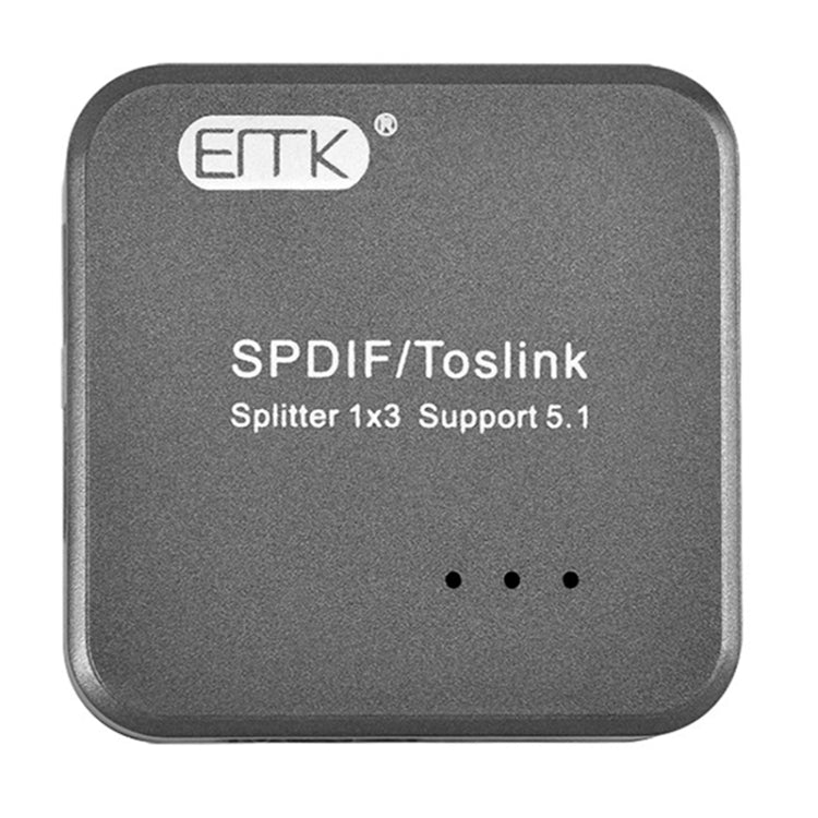EMK 1 Input 3 Output Digital Optical Audio SPDIF Toslink Splitter Adapter (Silver Gray)