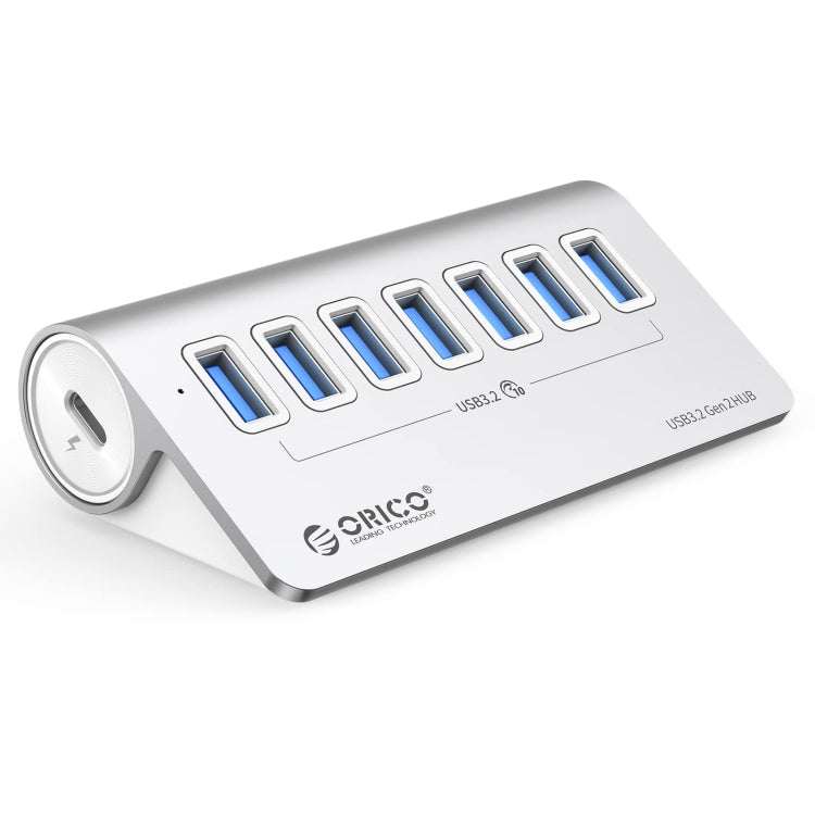 ORICO M3U7-G2 Aluminum Alloy 7-Port USB 3.2 Gen2 10Gbps HUB with 0.5 m Cable (Silver)