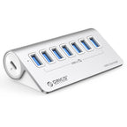ORICO M3U7-G2 Aluminum Alloy 7-Port USB 3.2 Gen2 10Gbps HUB with 0.5 m Cable (Silver)