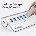 ORICO M3U7-G2 Aluminum Alloy 7-Port USB 3.2 Gen2 10Gbps HUB with 0.5 m Cable (Silver)
