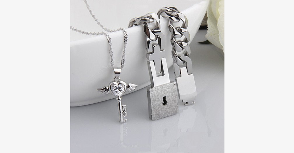 Angel Love Pendant & Men's Bracelet Set
