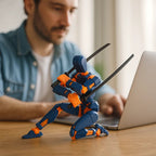 3D-printed mech action figure with multi-joint movement