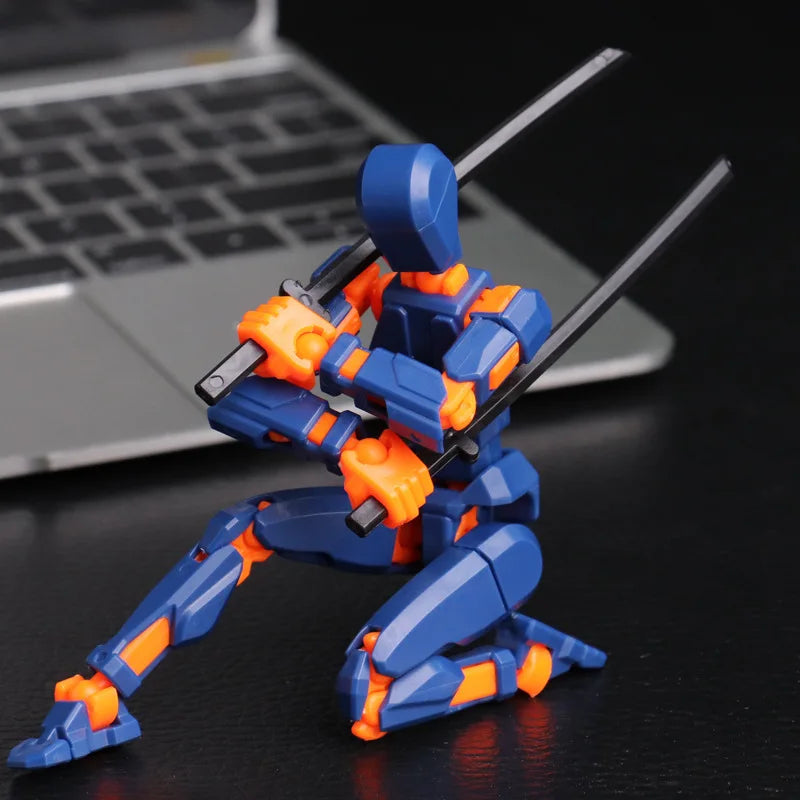 3D-printed mech action figure with multi-joint movement