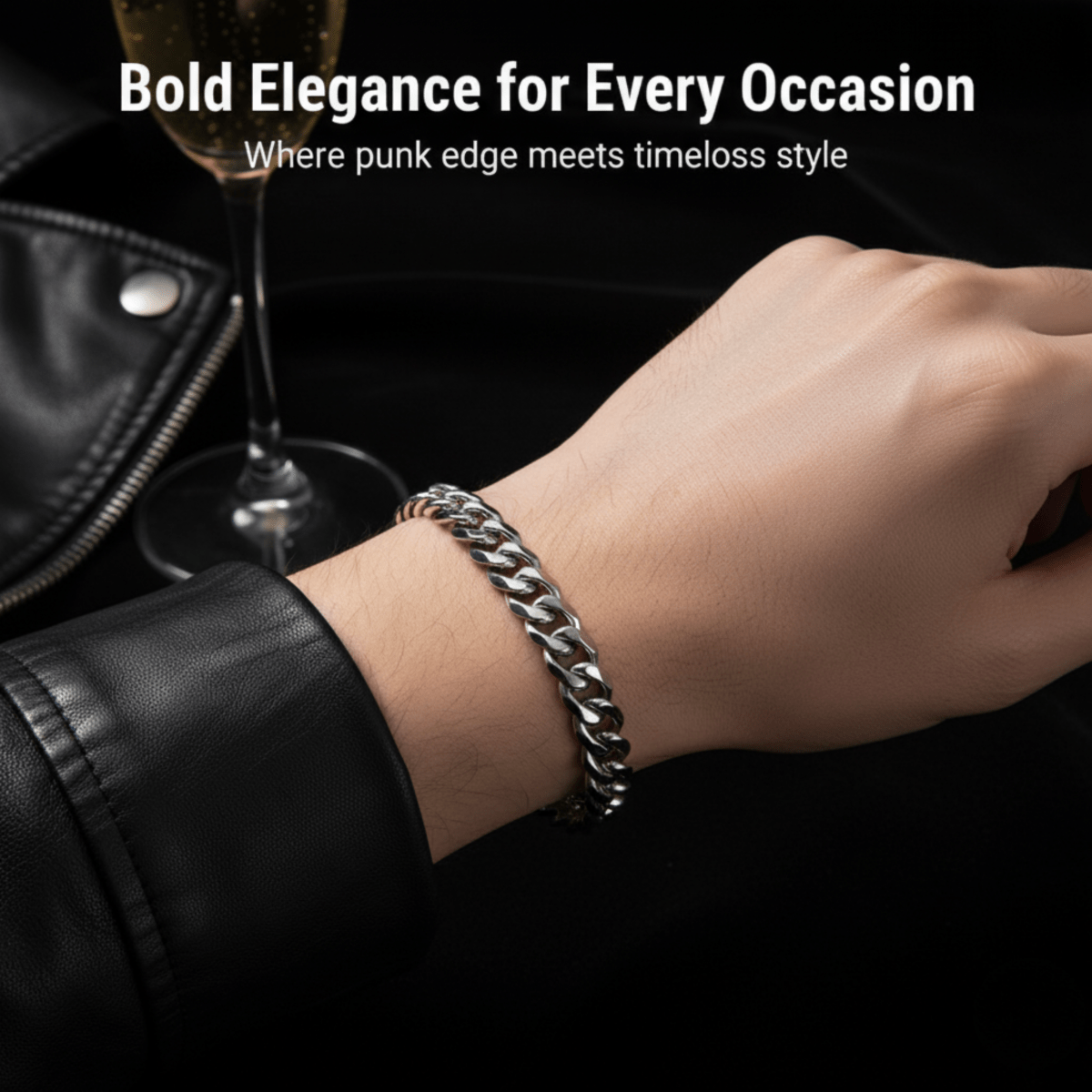 Armored Chain Bracelet with Punk-Inspired Design