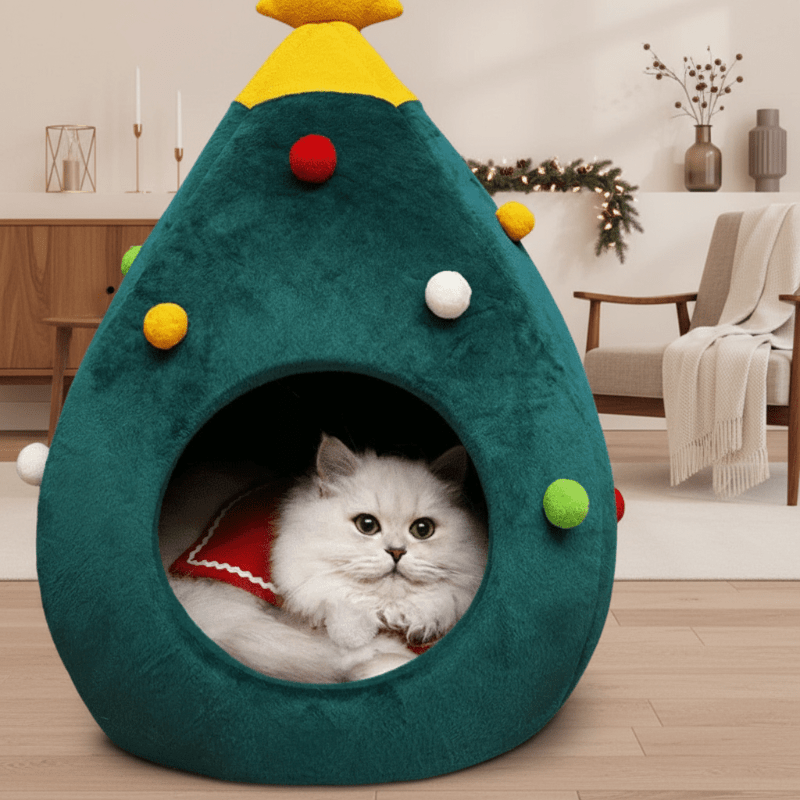 Christmas Tree Cat Bed for a Cozy Winter Experience