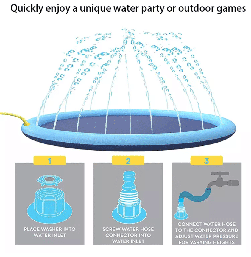 PawSplash Dog Bath – Inflatable Water Mat with Sprayers for Pets