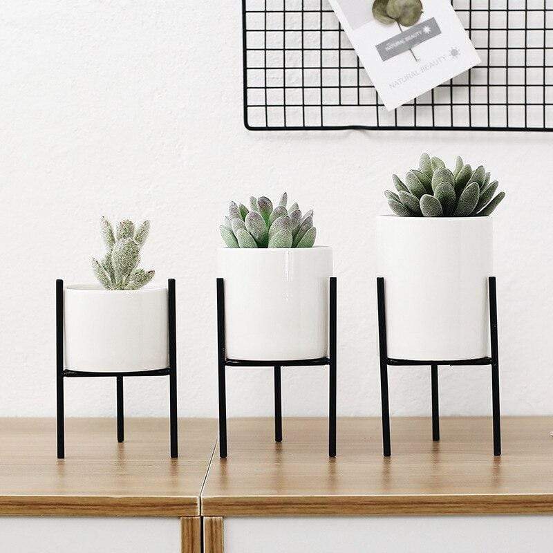 Pack of 3 mid-century floral planters