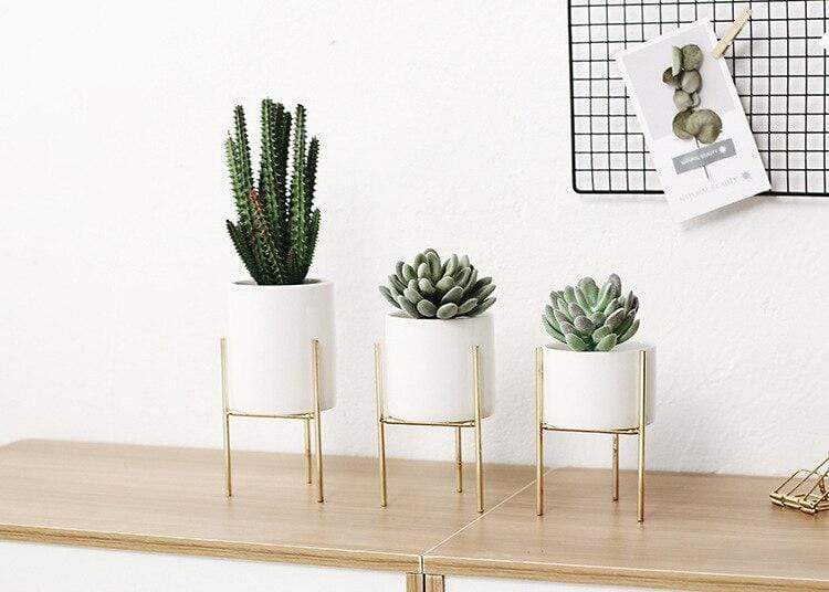 Pack of 3 mid-century floral planters