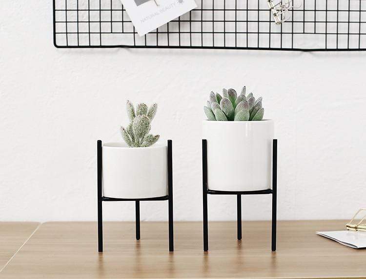 Pack of 3 mid-century floral planters
