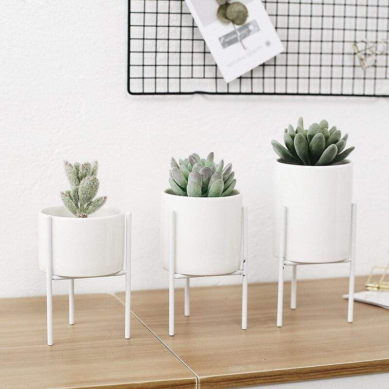Pack of 3 mid-century floral planters