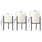 Pack of 3 mid-century floral planters