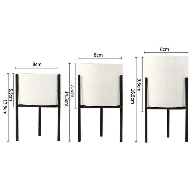 Pack of 3 mid-century floral planters