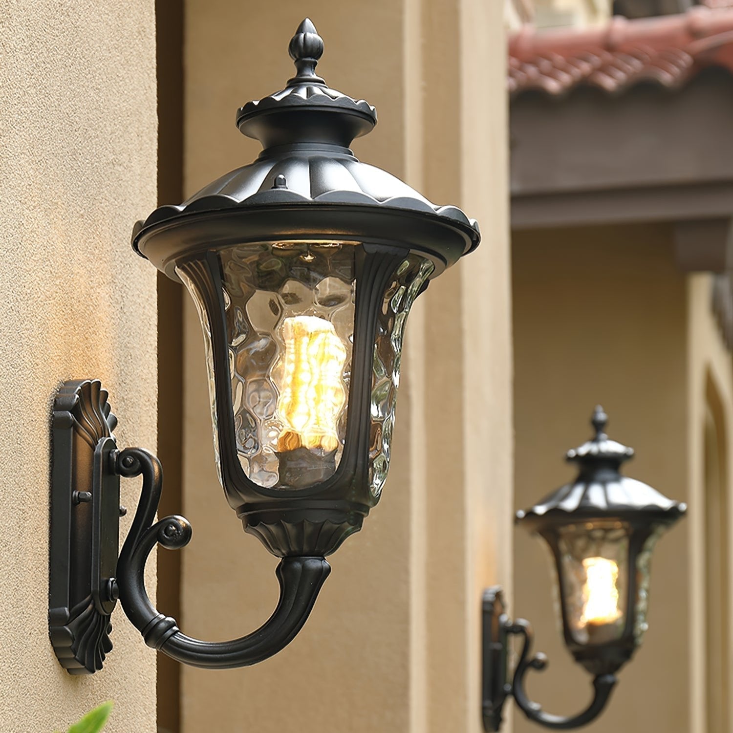 Waterproof Retro Outdoor Wall Lamp Frosted Glass