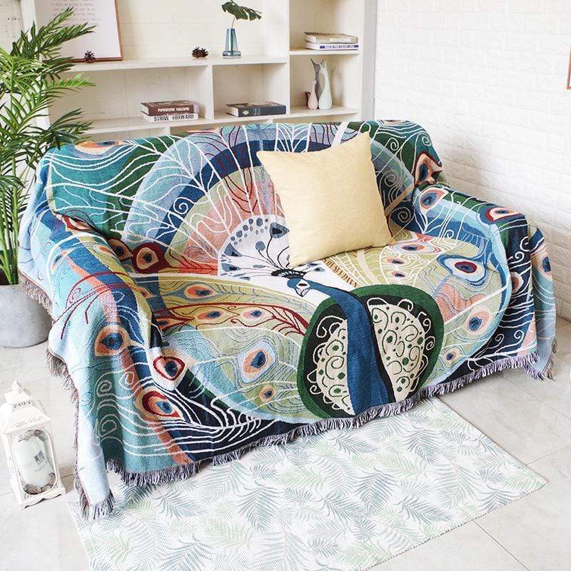 Peacock Throw Thread Blanket