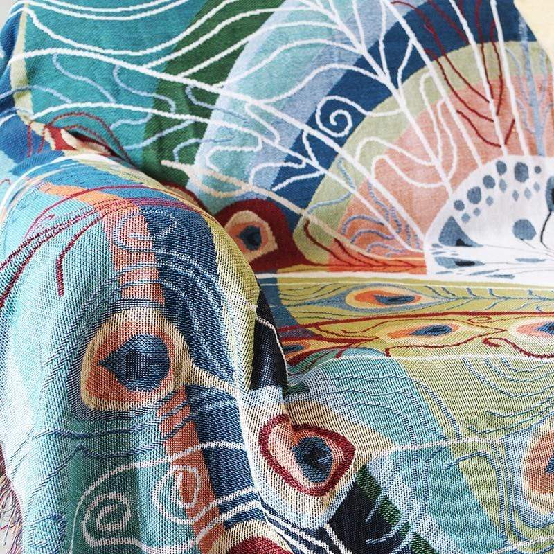 Peacock Throw Thread Blanket