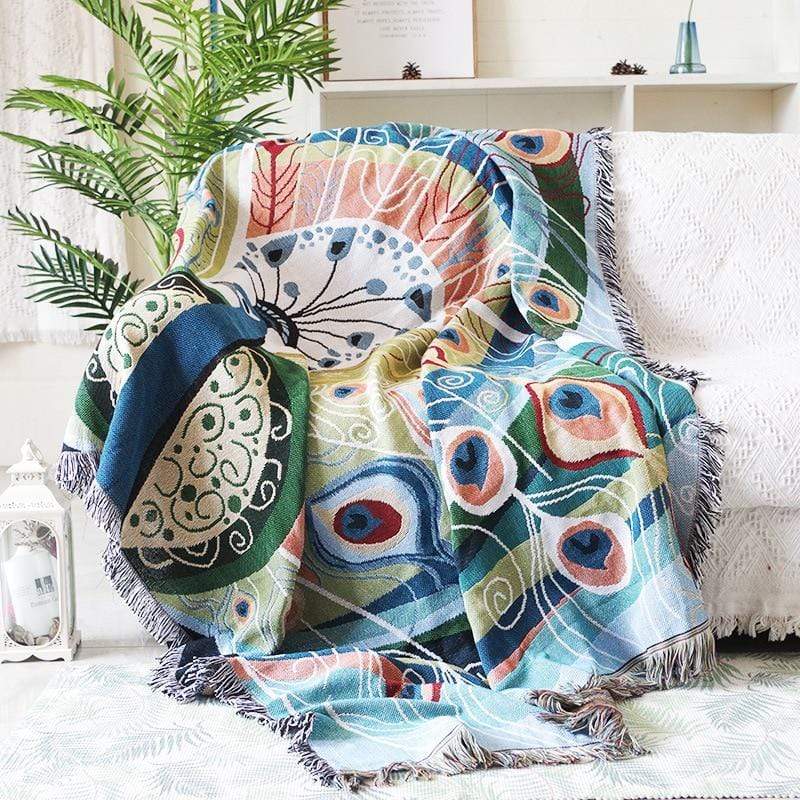 Peacock Throw Thread Blanket