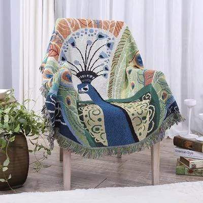 Peacock Throw Thread Blanket