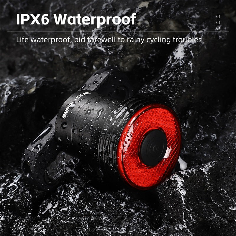 Slim bike taillight with automatic brake sensor and light detection