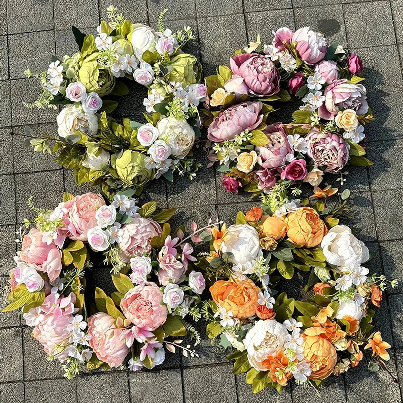 AutumnGlow Autumn Wreath - Artificial Wreath with Realistic Peonies for Outdoors