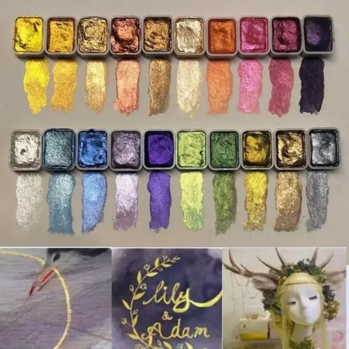 Pearl powder pigment 60 colors | Shimmering watercolor colors
