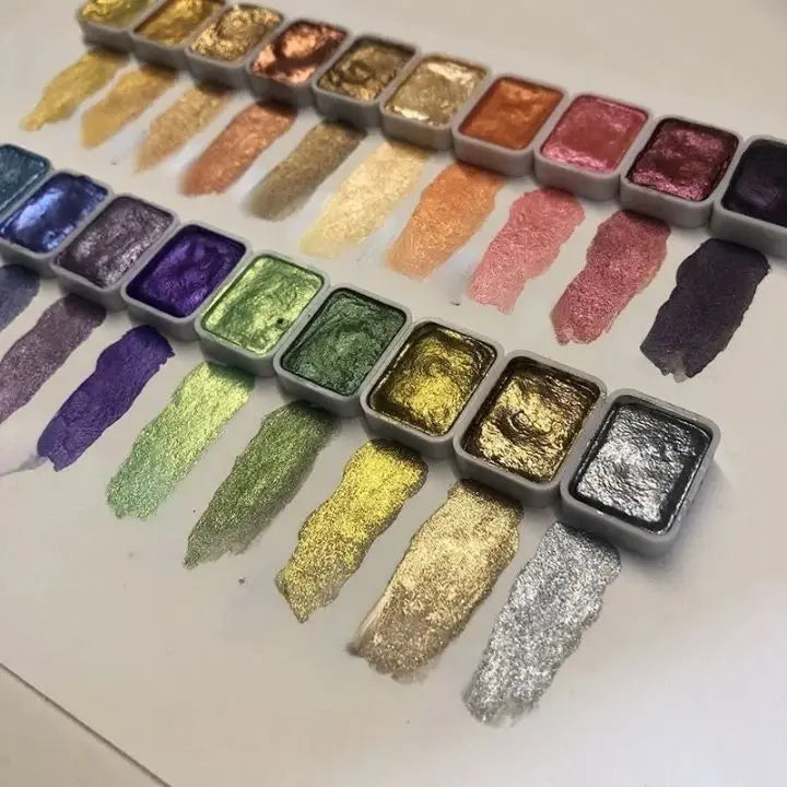 Pearl powder pigment 60 colors | Shimmering watercolor colors