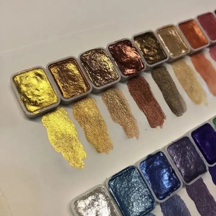 Pearl powder pigment 60 colors | Shimmering watercolor colors