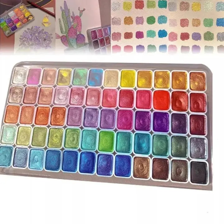 Pearl powder pigment 60 colors | Shimmering watercolor colors