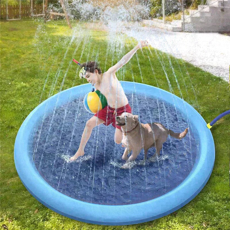 Summer Dog Splash Pad with Sprinkler – 60"/67" Outdoor Cooling Fountain Mat