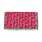 Graceful Red Floral Linen Cabinet Window Curtain