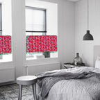 Graceful Red Floral Linen Cabinet Window Curtain