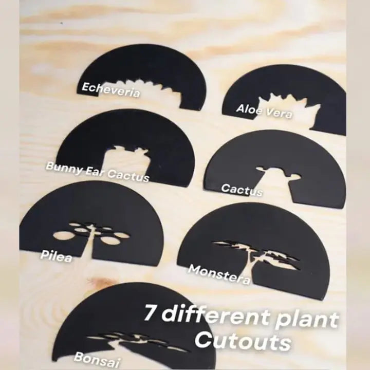 Plant pot with 7 light projections for wall decor