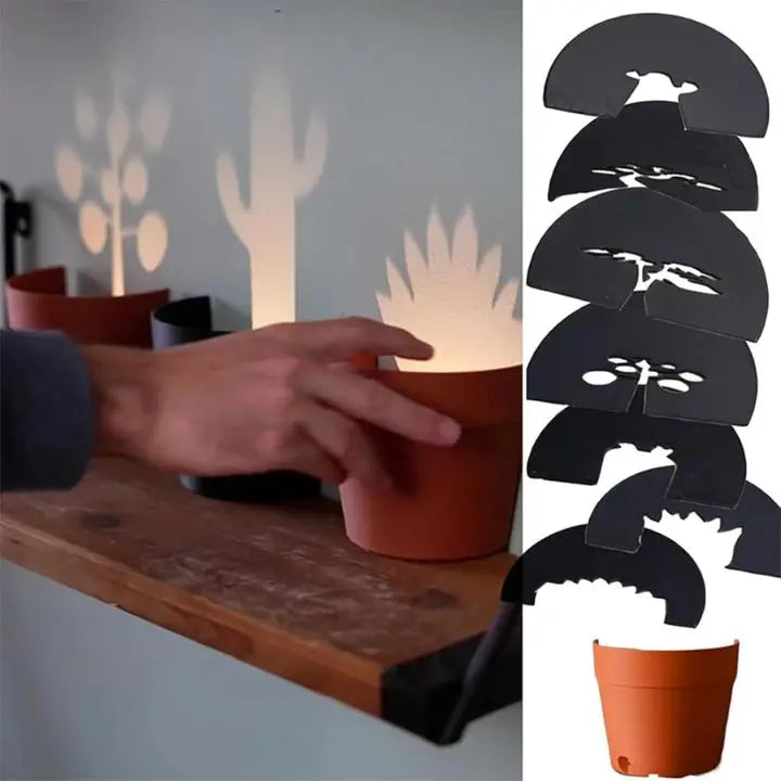 Plant pot with 7 light projections for wall decor