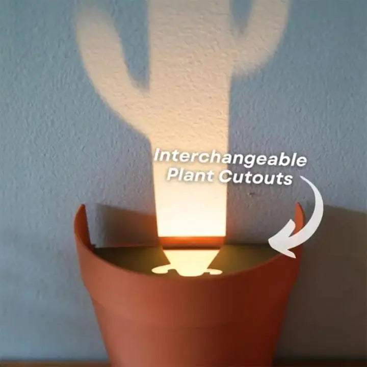 Plant pot with 7 light projections for wall decor