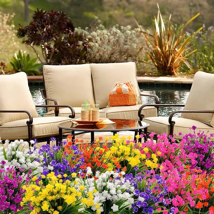 Low-maintenance artificial outdoor flowers – Realistic and UV-resistant (7-pack)