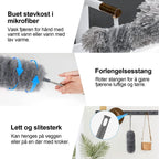 Retractable and washable, curved dust brush in microfiber