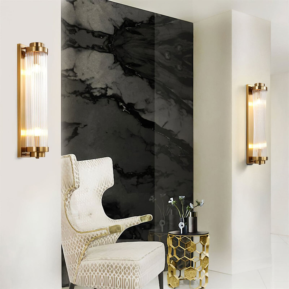 Vintage Glass Wall Lamp with LED in Retro Style