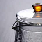 Pindefang Glass Teapot with Infuser | Handcrafted Heat-Resistant Teapot with Golden Handle