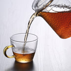 Pindefang Glass Teapot with Infuser | Handcrafted Heat-Resistant Teapot with Golden Handle