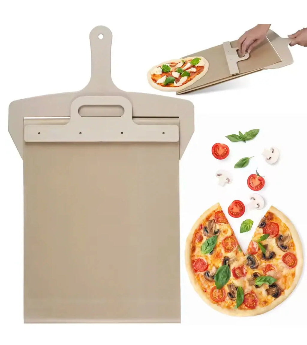Pizza shovel with rolling strap — Dough-friendly sliding tool for perfect pizzas