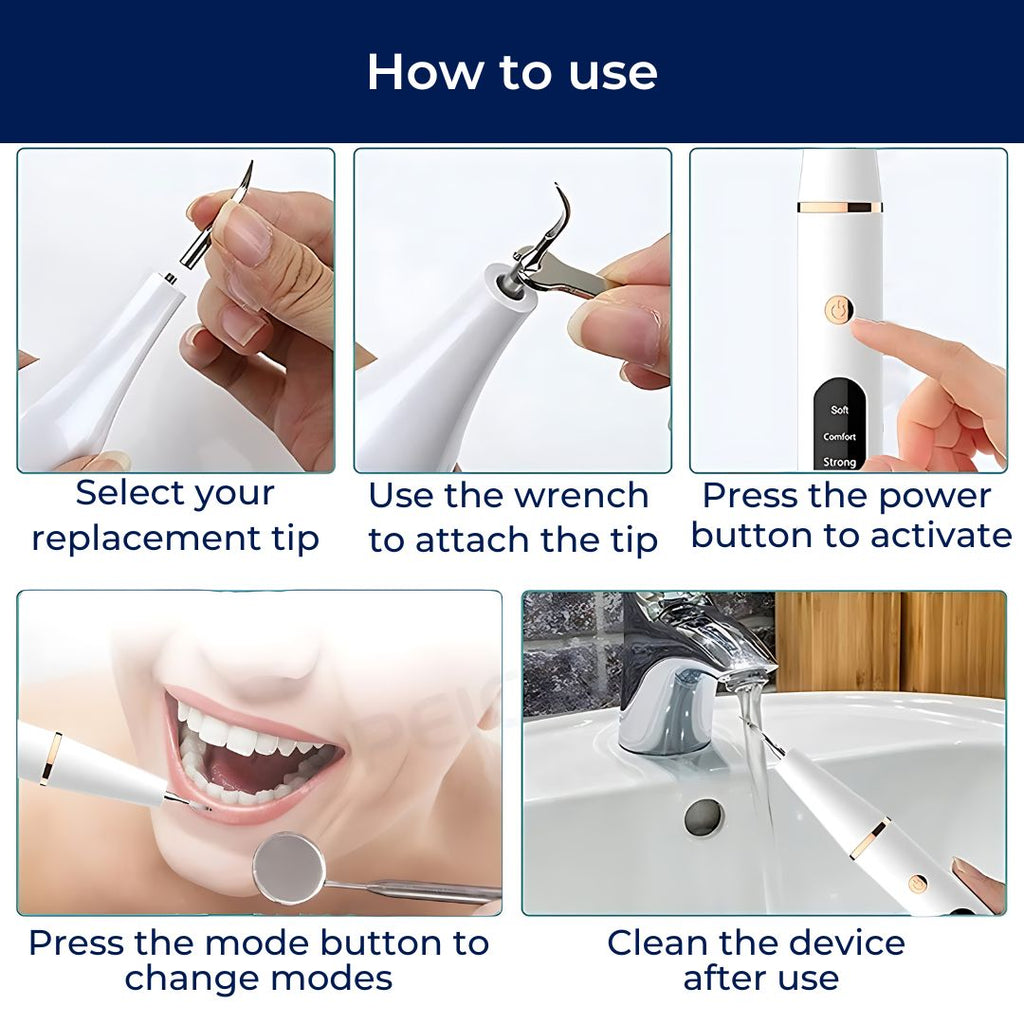 PlaqueFree Plaque Remover for teeth | Ultrasonic Teeth Cleaner - Tartar Remover from Home - Deep Teeth Cleaning and Polish