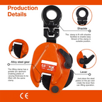 Vertical Plate Clamp 1760 Lbs, 1 Ton Plate Lifting Clamp Jaw Opening Up To 0.8 Inch Heavy Duty Lifting Clamp For Lifting And Transporting (1760 Lbs 0.8 Tons)